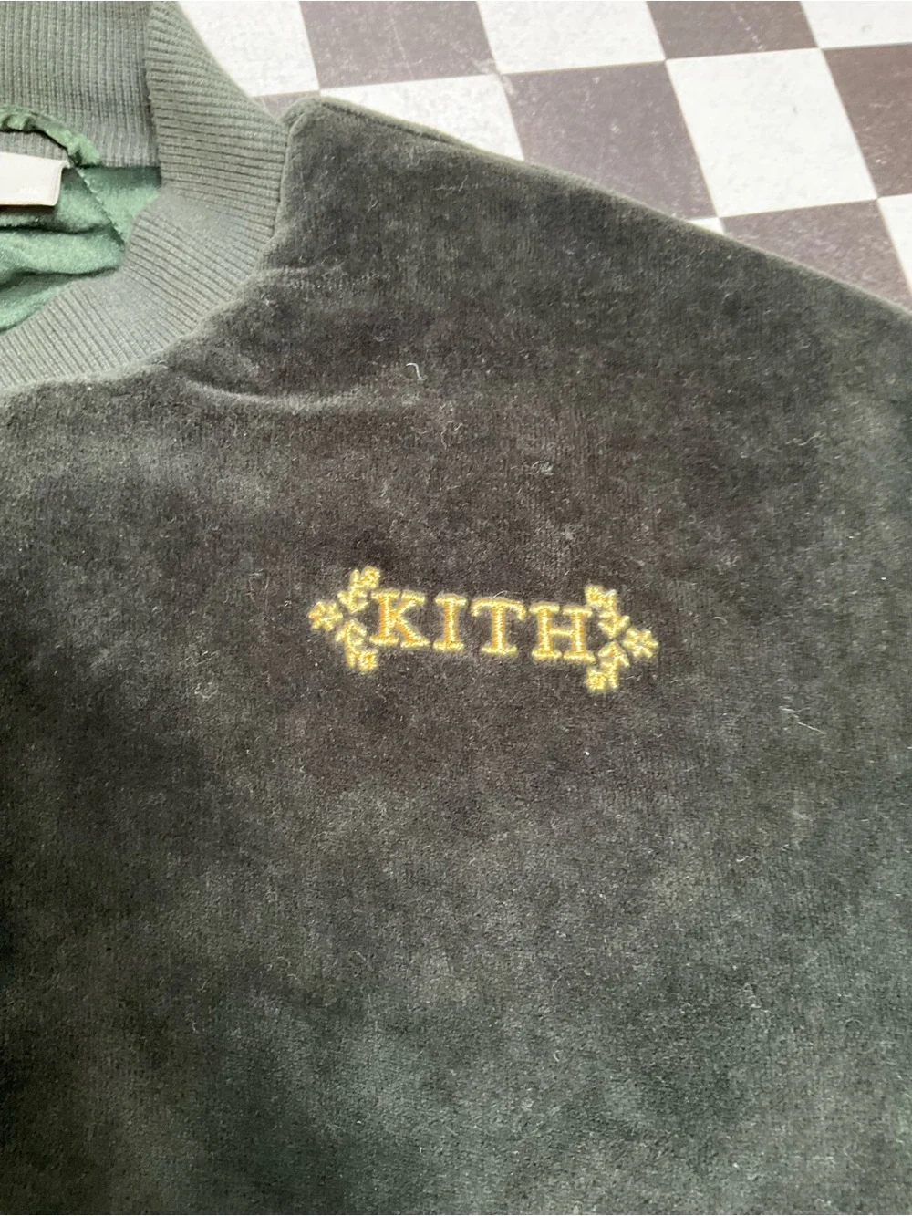 Kith Forest Green Velvet Bomber